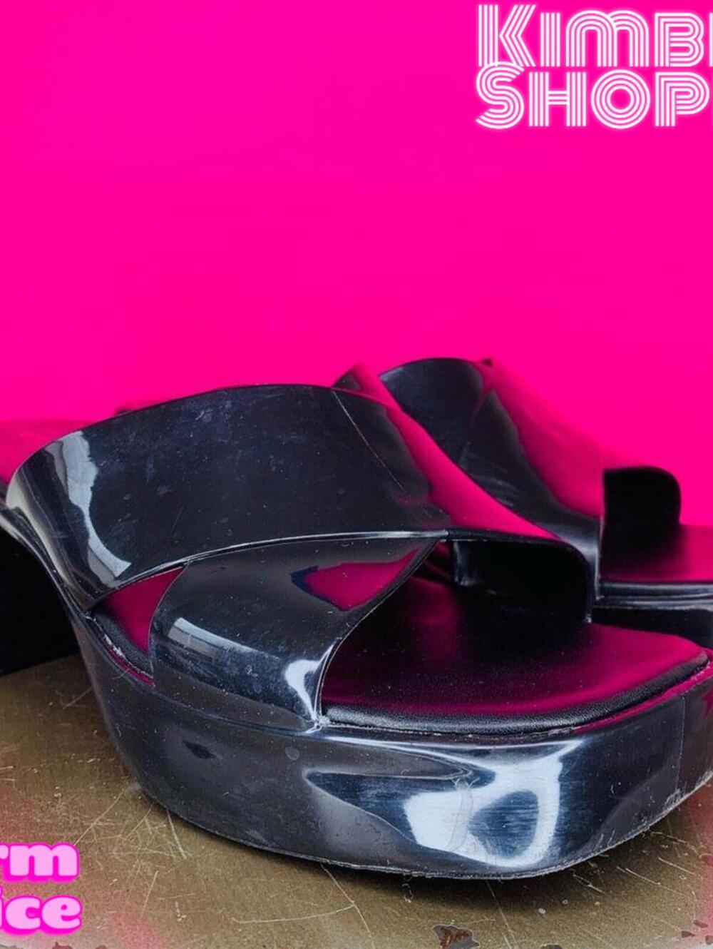 Jeffrey Campbell Bubblegum Black Jelly Rubber Platform Sandal US 7 UK 4.5